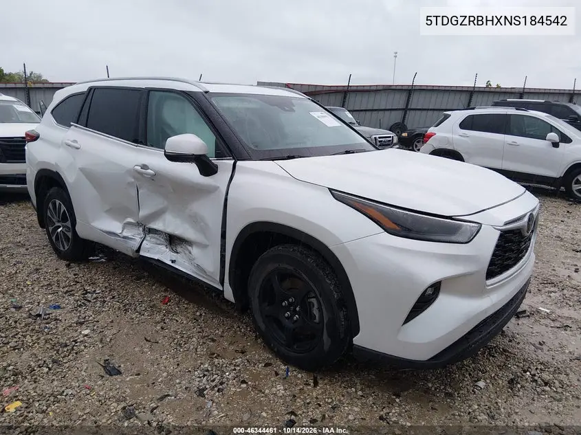 TOYOTA HIGHLANDER 2022, VIN 5TDGZRBHXNS184542
