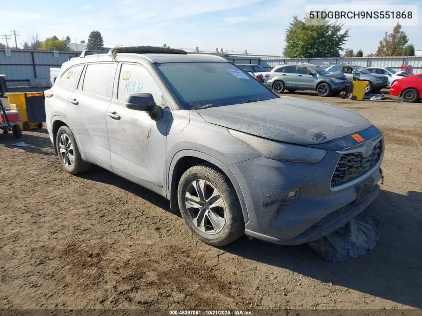 TOYOTA HIGHLANDER 2022, VIN 5TDGBRCH9NS551868