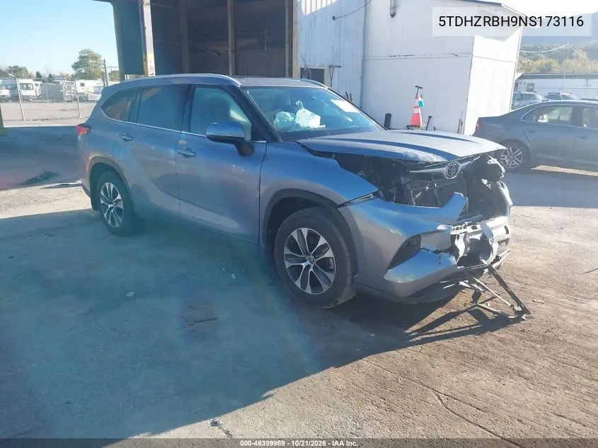 TOYOTA HIGHLANDER 2022, VIN 5TDHZRBH9NS173116