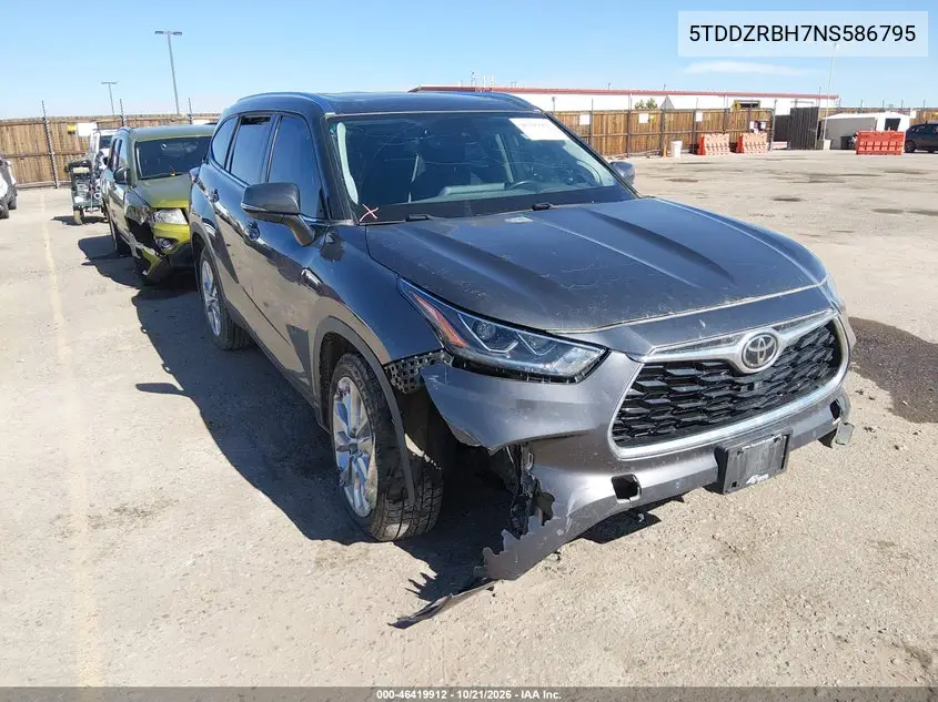 TOYOTA HIGHLANDER 2022, VIN 5TDDZRBH7NS586795