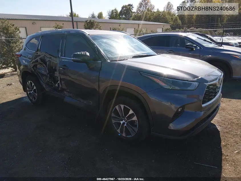TOYOTA HIGHLANDER 2022, VIN 5TDGZRBH8NS240686