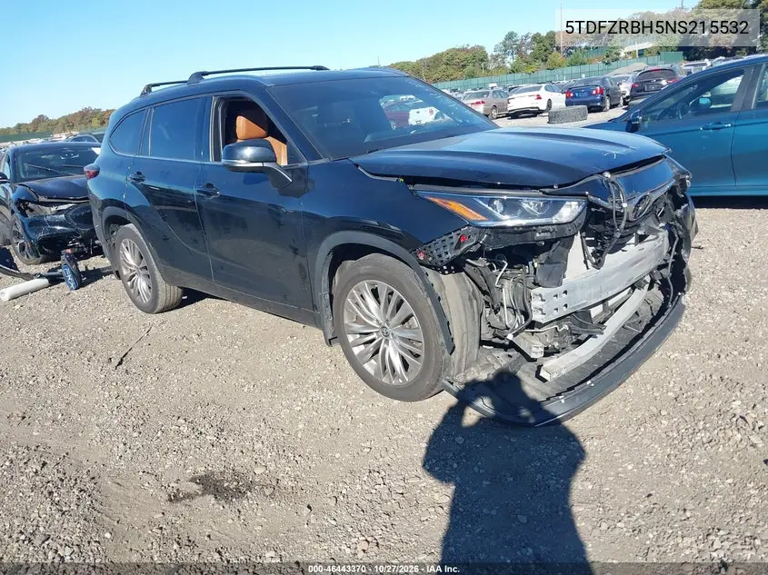 TOYOTA HIGHLANDER 2022, VIN 5TDFZRBH5NS215532