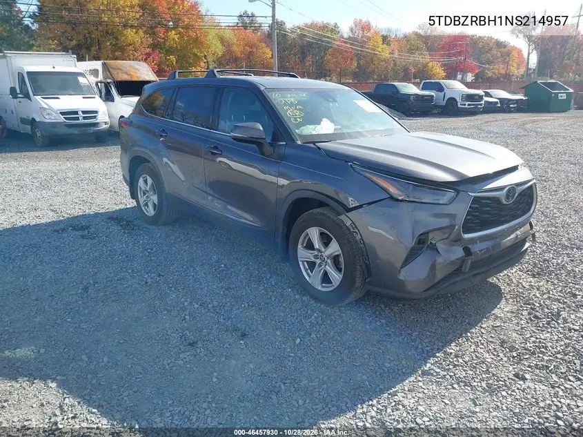 TOYOTA HIGHLANDER 2022, VIN 5TDBZRBH1NS214957