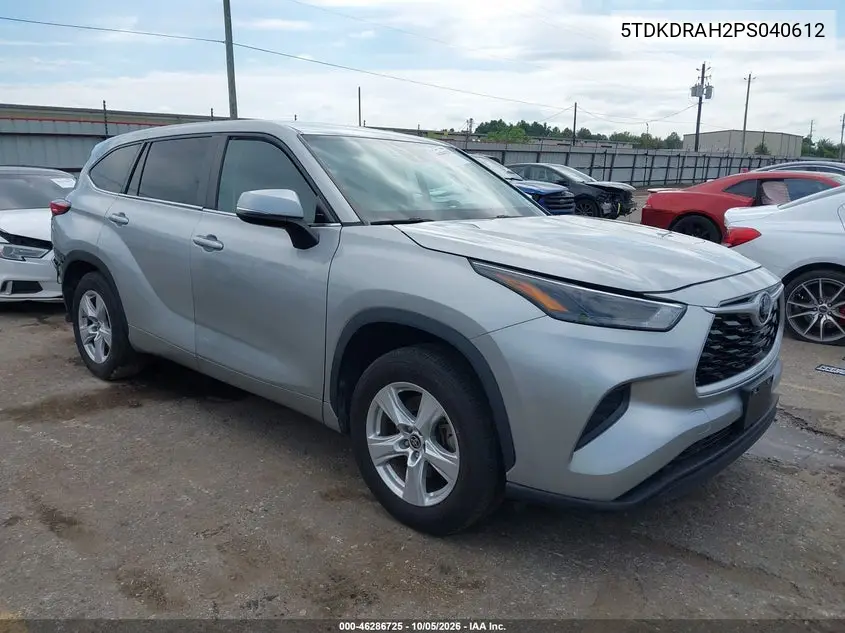 TOYOTA HIGHLANDER 2023, VIN 5TDKDRAH2PS040612
