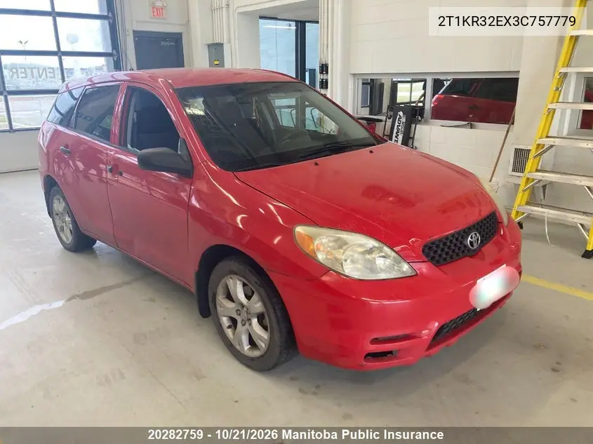 TOYOTA MATRIX 2003, VIN 2T1KR32EX3C757779
