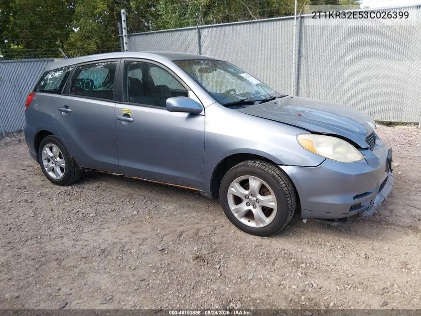 TOYOTA MATRIX 2003, VIN 2T1KR32E53C026399