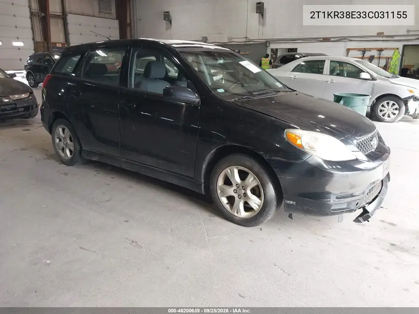 TOYOTA MATRIX 2003, VIN 2T1KR38E33C031155