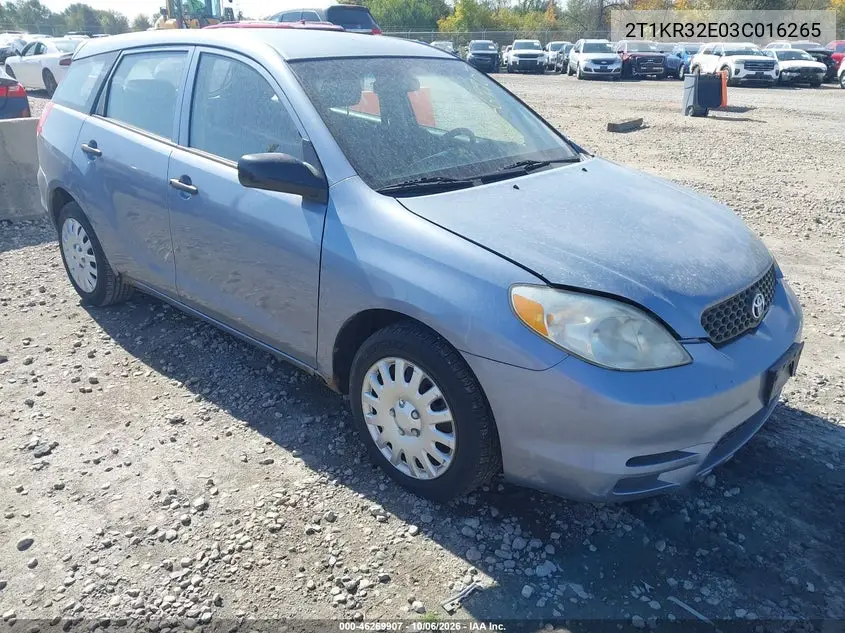 TOYOTA MATRIX 2003, VIN 2T1KR32E03C016265
