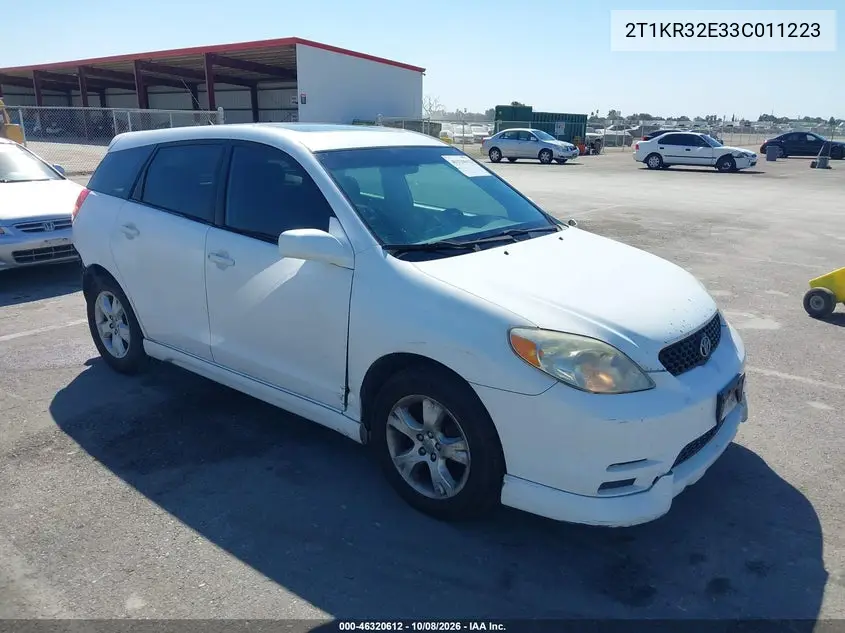 TOYOTA MATRIX 2003, VIN 2T1KR32E33C011223