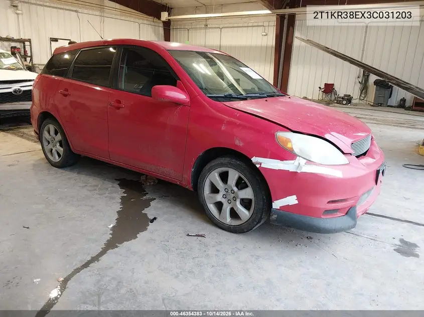 TOYOTA MATRIX 2003, VIN 2T1KR38EX3C031203