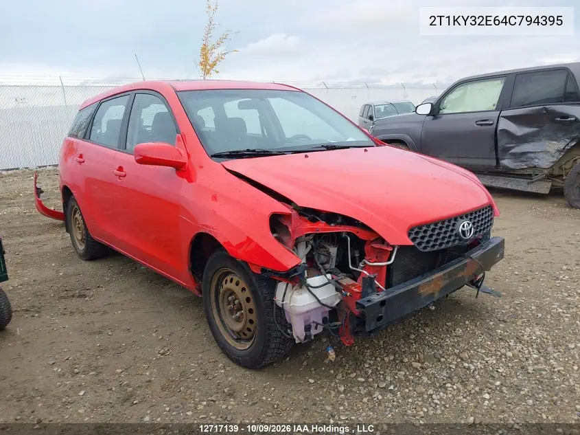 TOYOTA MATRIX 2004, VIN 2T1KY32E64C794395