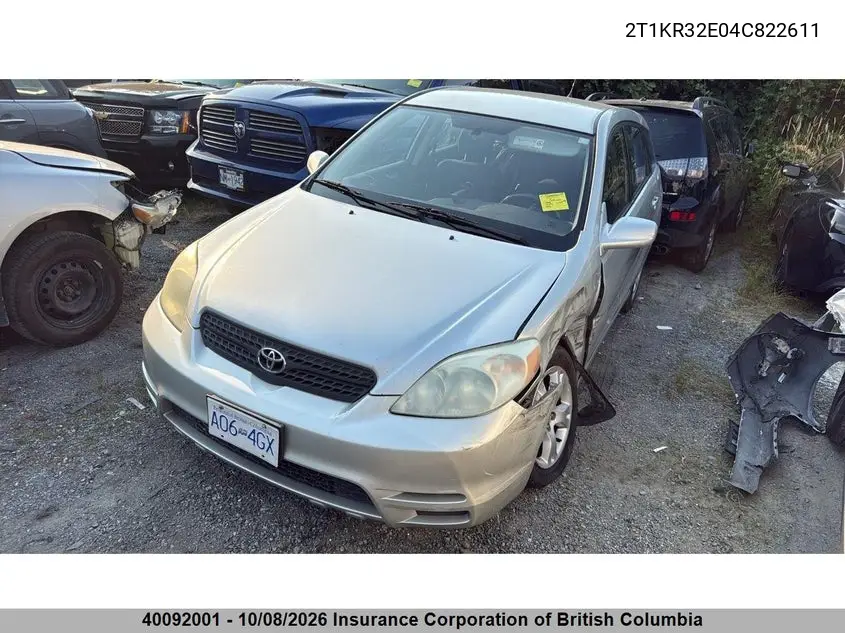 TOYOTA MATRIX 2004, VIN 2T1KR32E04C822611
