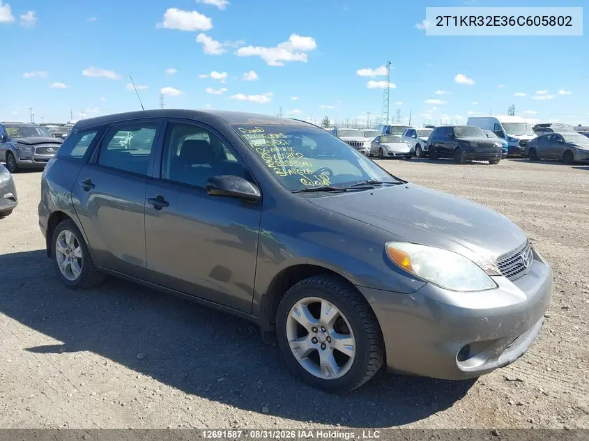 TOYOTA MATRIX 2006, VIN 2T1KR32E36C605802