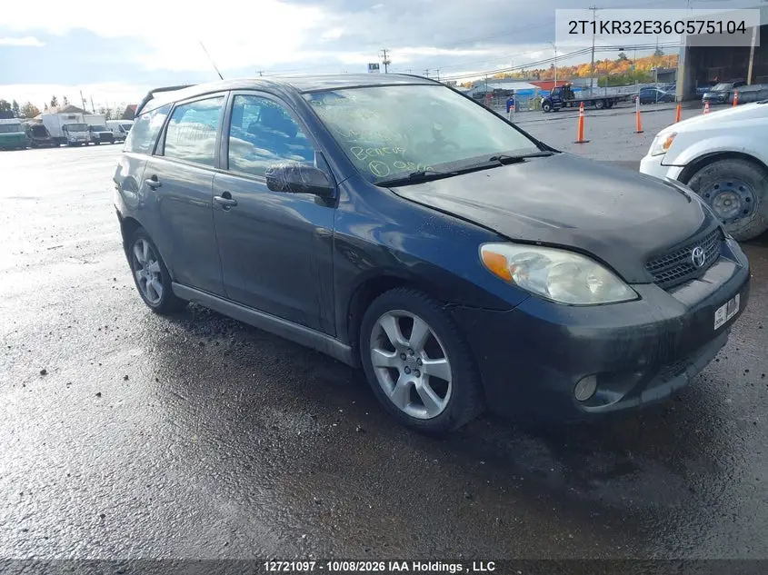 TOYOTA MATRIX 2006, VIN 2T1KR32E36C575104