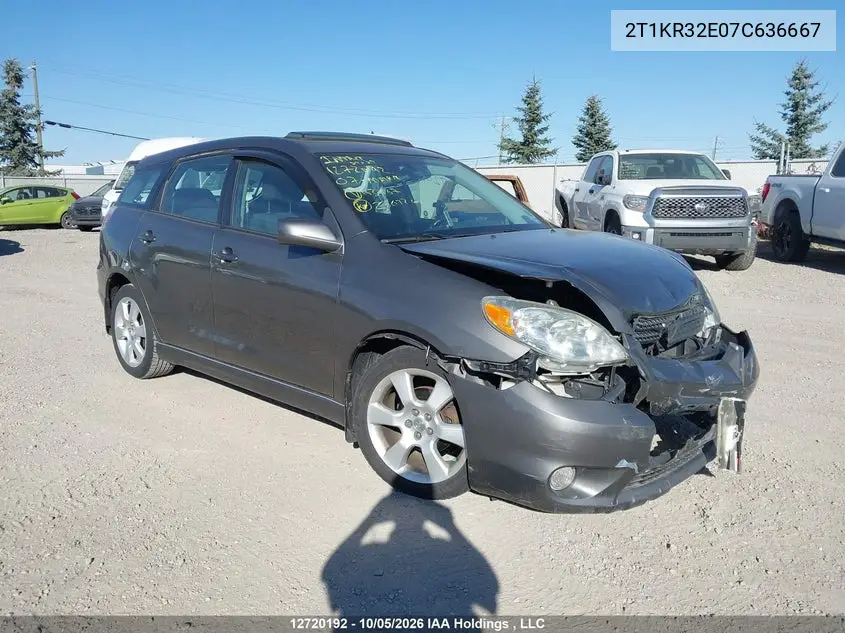 TOYOTA MATRIX 2007, VIN 2T1KR32E07C636667