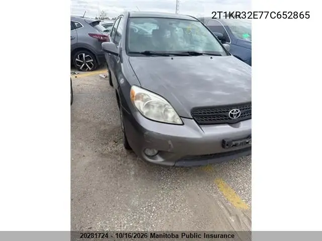 TOYOTA MATRIX 2007, VIN 2T1KR32E77C652865