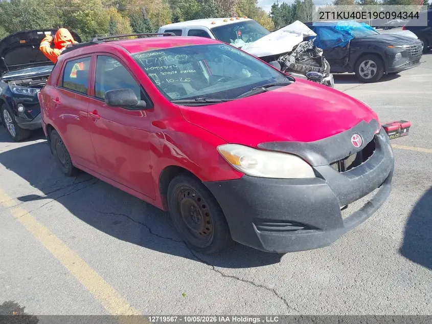 TOYOTA MATRIX 2009, VIN 2T1KU40E19C094344