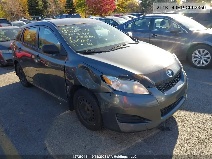 TOYOTA MATRIX 2009, VIN 2T1KU40E19C002360