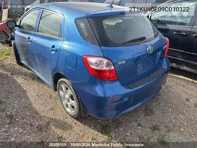 2009 TOYOTA MATRIX VIN 2T1KU40E09C010322 — фото 3