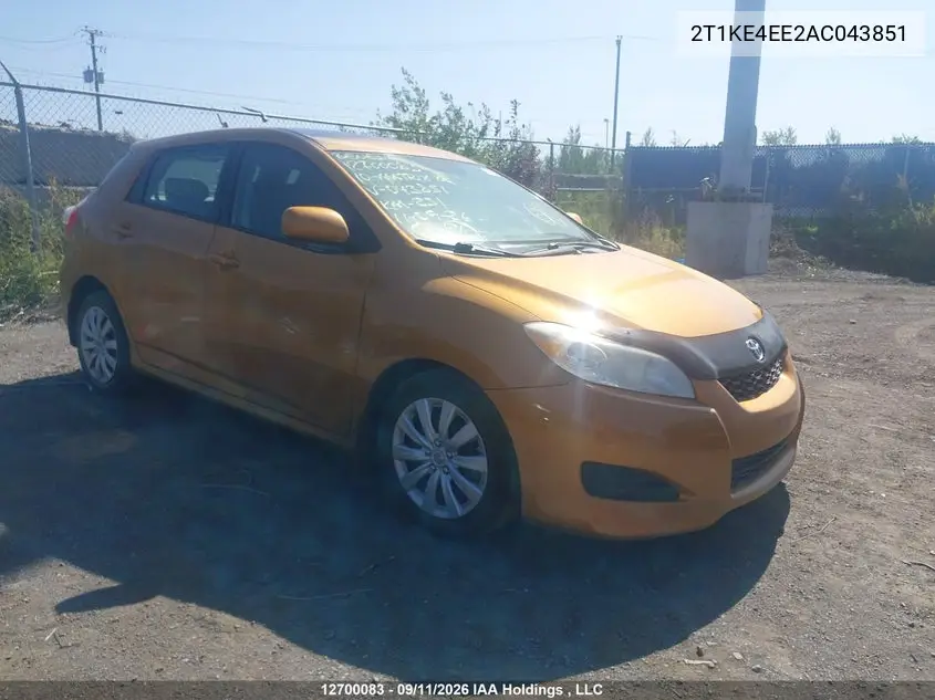 TOYOTA MATRIX 2010, VIN 2T1KE4EE2AC043851