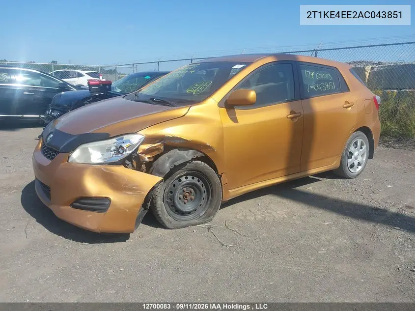 2010 TOYOTA MATRIX VIN 2T1KE4EE2AC043851 — фото 2