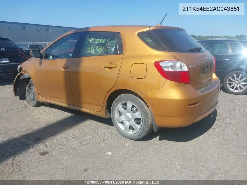 2010 TOYOTA MATRIX VIN 2T1KE4EE2AC043851 — фото 3