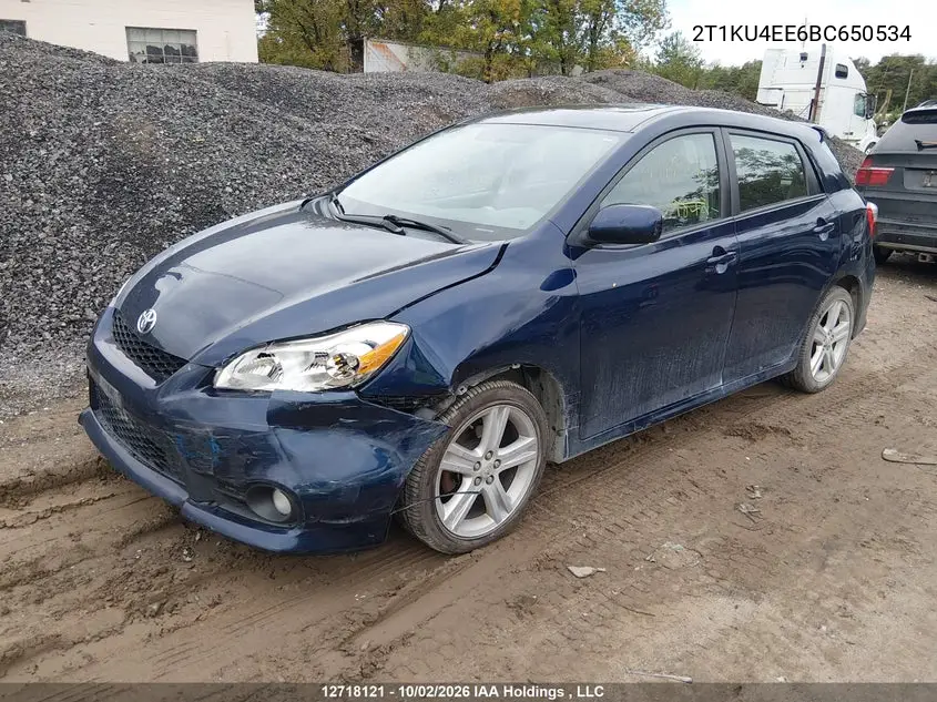 2011 TOYOTA MATRIX VIN 2T1KU4EE6BC650534 — фото 2
