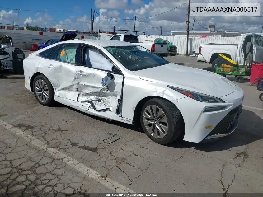 TOYOTA MIRAI 2022, VIN JTDAAAAAXNA006517