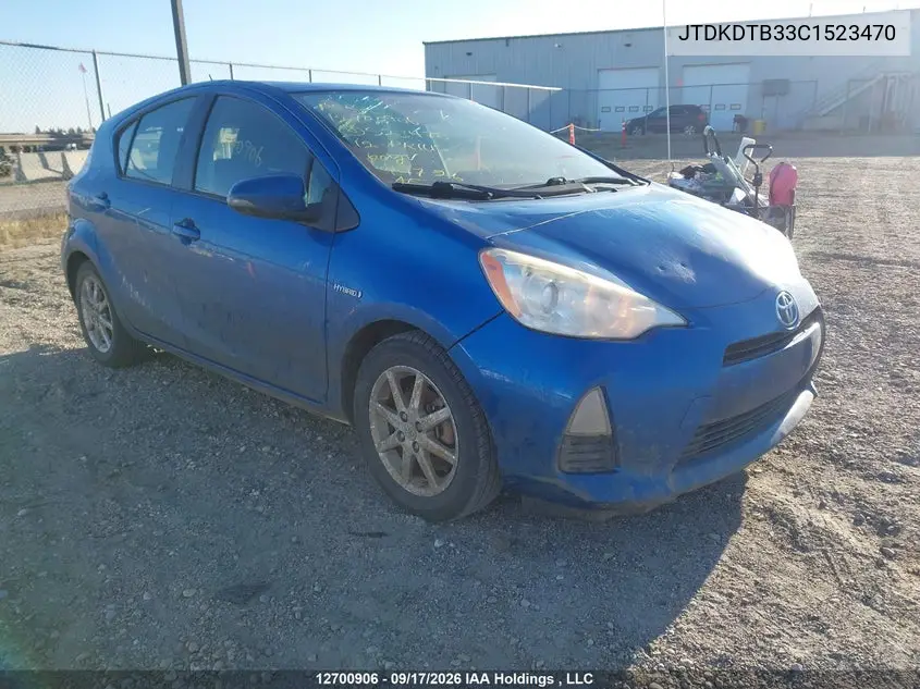TOYOTA PRIUS C 2012, VIN JTDKDTB33C1523470