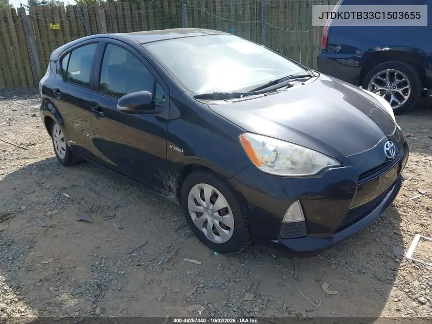 TOYOTA PRIUS C 2012, VIN JTDKDTB33C1503655