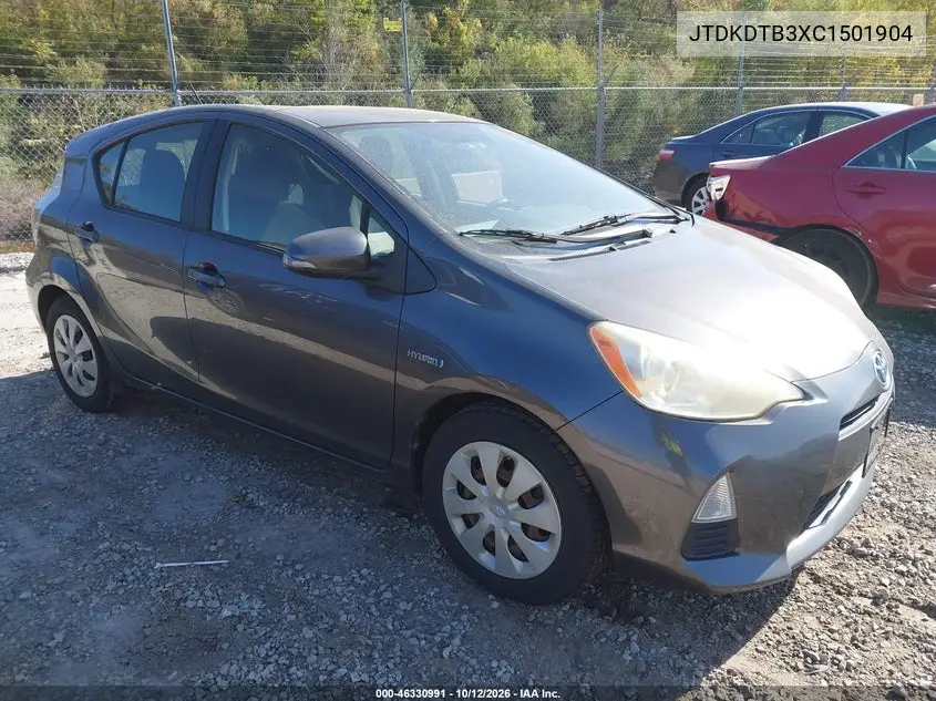 TOYOTA PRIUS C 2012, VIN JTDKDTB3XC1501904