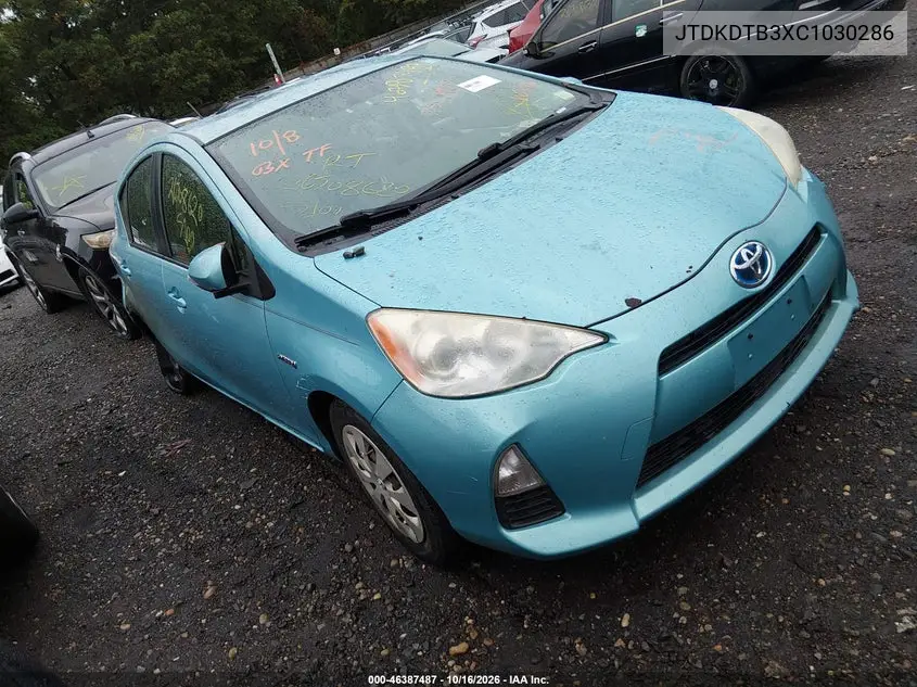 TOYOTA PRIUS C 2012, VIN JTDKDTB3XC1030286