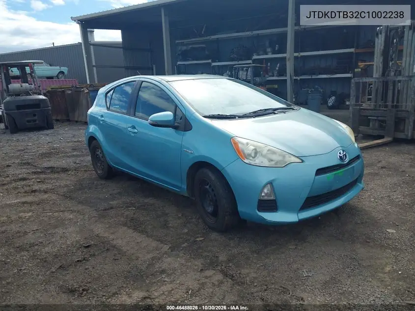 TOYOTA PRIUS C 2012, VIN JTDKDTB32C1002238