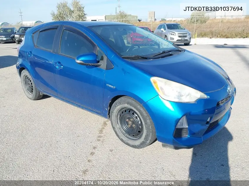 TOYOTA PRIUS C 2013, VIN JTDKDTB33D1037694