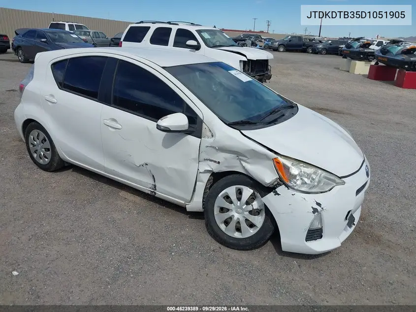 TOYOTA PRIUS C 2013, VIN JTDKDTB35D1051905
