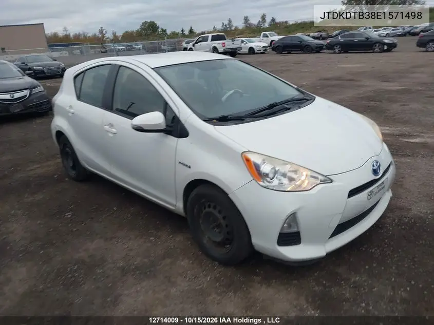 TOYOTA PRIUS C 2014, VIN JTDKDTB38E1571498