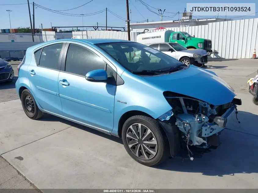 TOYOTA PRIUS C 2015, VIN JTDKDTB31F1093524
