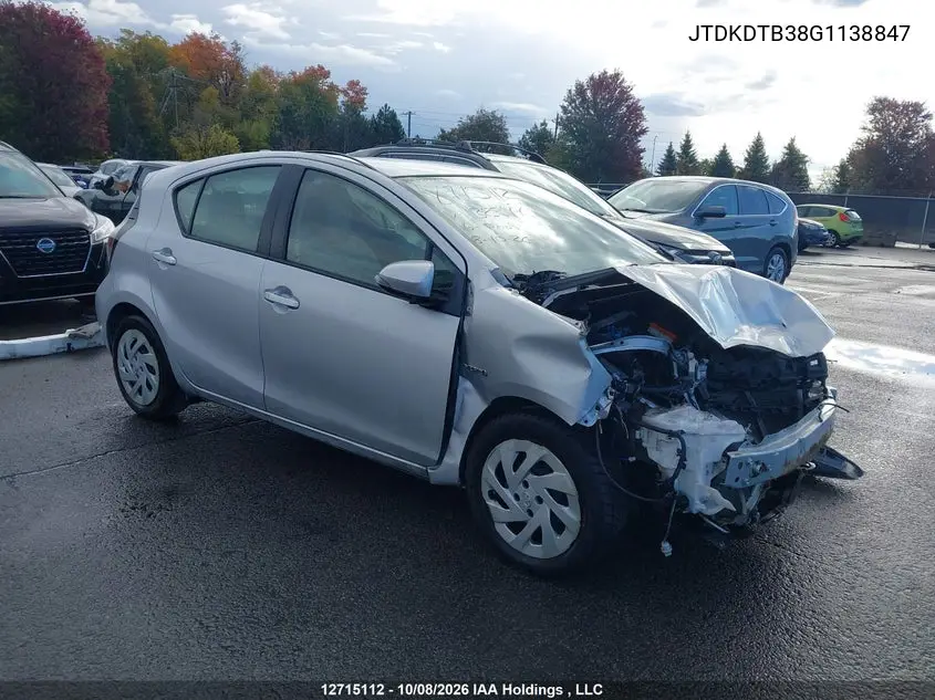 TOYOTA PRIUS C 2016, VIN JTDKDTB38G1138847