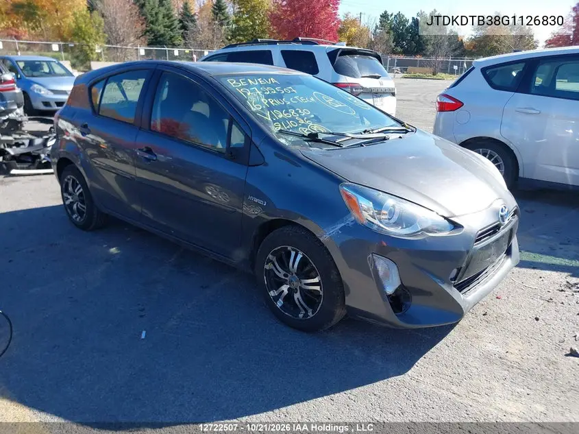 TOYOTA PRIUS C 2016, VIN JTDKDTB38G1126830