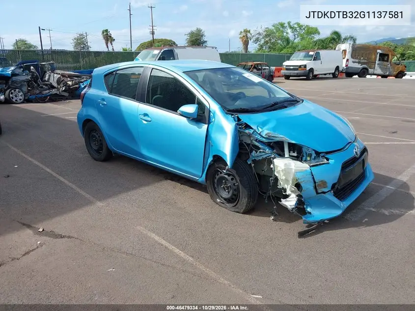 TOYOTA PRIUS C 2016, VIN JTDKDTB32G1137581