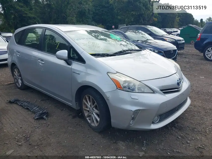 TOYOTA PRIUS V (+) 2012, VIN JTDZN3EU0C3113519