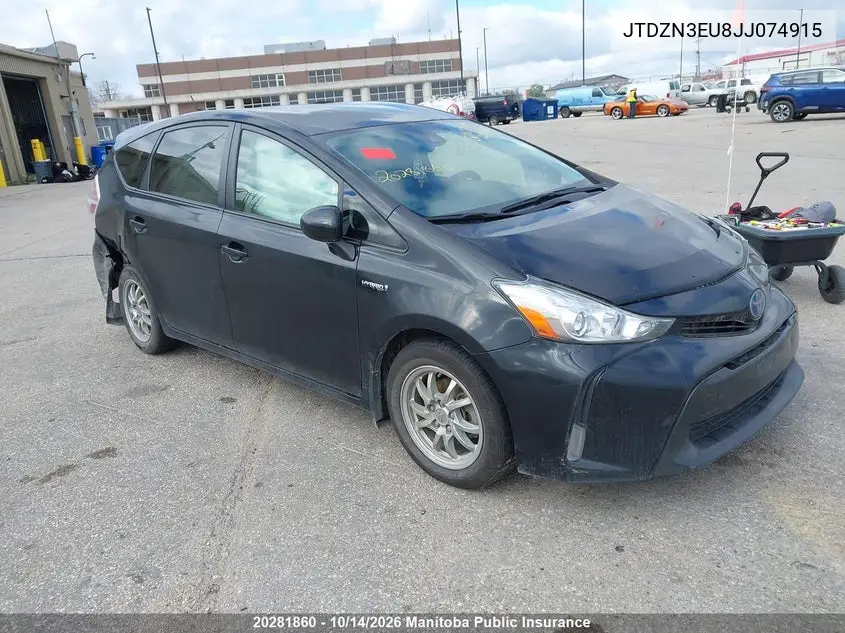 TOYOTA PRIUS V (+) 2018, VIN JTDZN3EU8JJ074915
