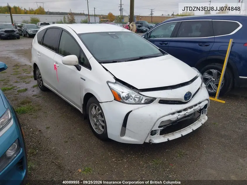 TOYOTA PRIUS V (+) 2018, VIN JTDZN3EU8JJ074848