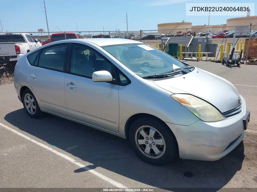TOYOTA PRIUS 2004, VIN JTDKB22U240064836