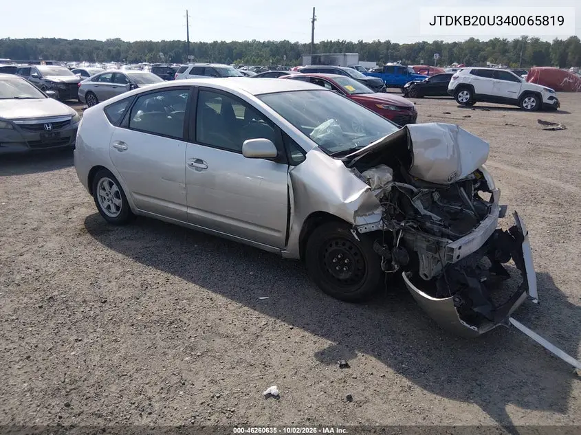 TOYOTA PRIUS 2004, VIN JTDKB20U340065819