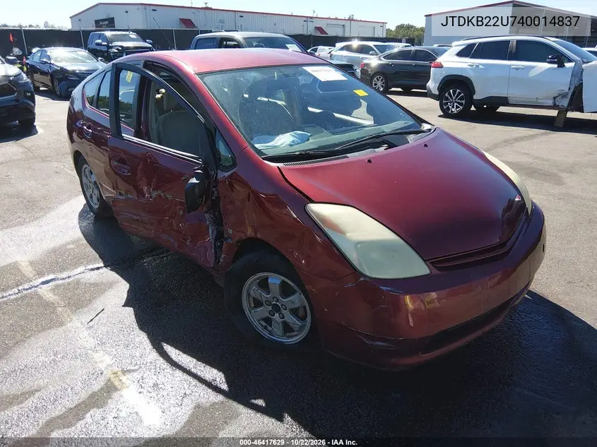 TOYOTA PRIUS 2004, VIN JTDKB22U740014837