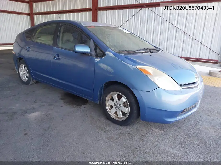 TOYOTA PRIUS 2005, VIN JTDKB20U857043341