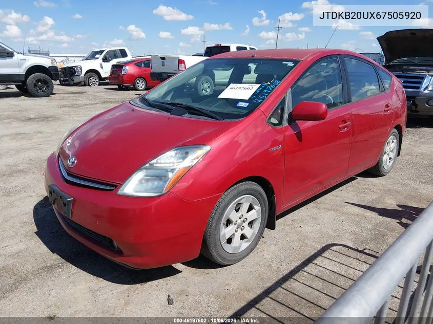 2006 TOYOTA PRIUS VIN JTDKB20UX67505920 — фото 2