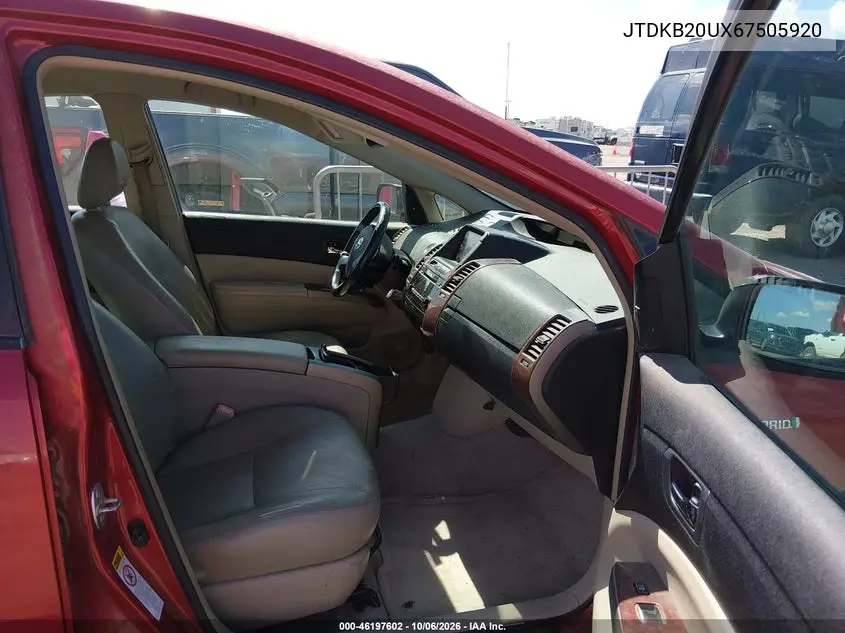 2006 TOYOTA PRIUS VIN JTDKB20UX67505920 — фото 5
