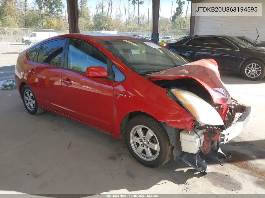 TOYOTA PRIUS 2006, VIN JTDKB20U363194595
